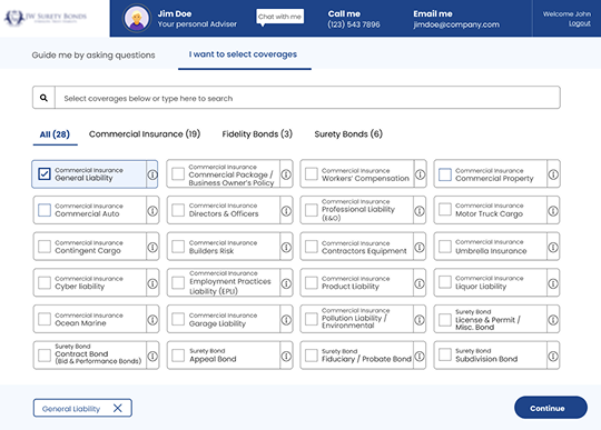 Policy Bound insurance product screenshot