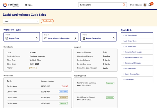 VerifiaBill billing software screenshot